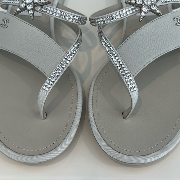 CHANEL DOVE GRAY CRYSTAL STAR SANDALS SIZE EU 38 / US 8 NWOTS! - Picture 14 of 15